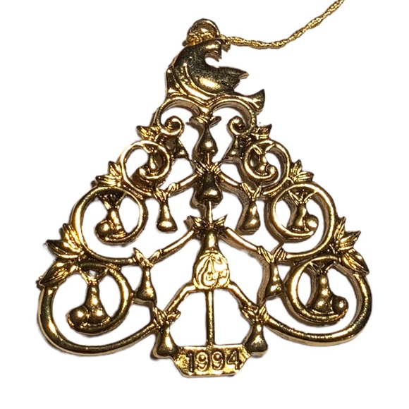 24K Gold Wash Partridge in a Pear Tree 1994 Pear Bureau USA Christmas Ornament - Picture 3 of 5